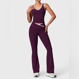 NWOT Contrast Trim Sports Set - Deep Purple